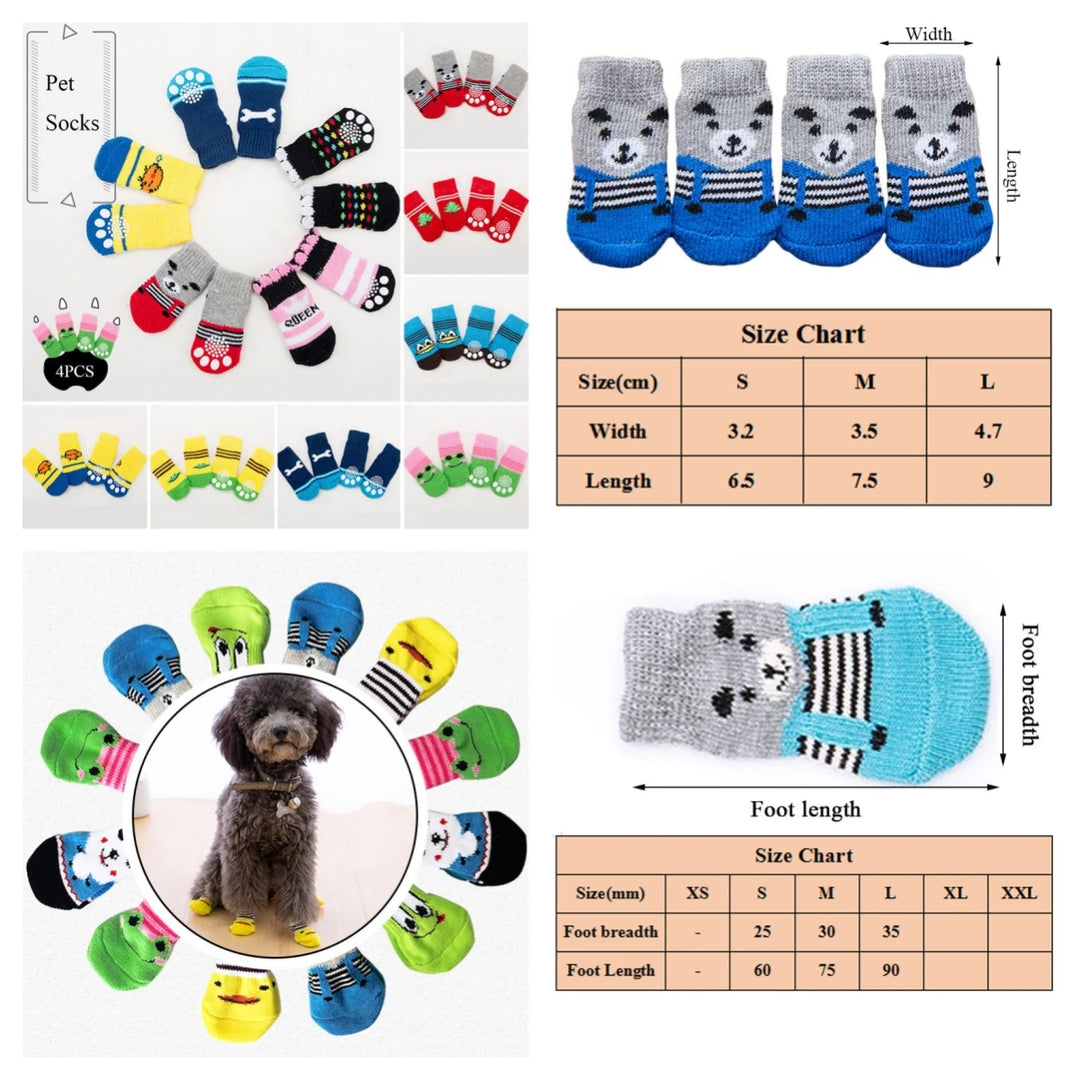 4pcs/set Warm Pet Socks