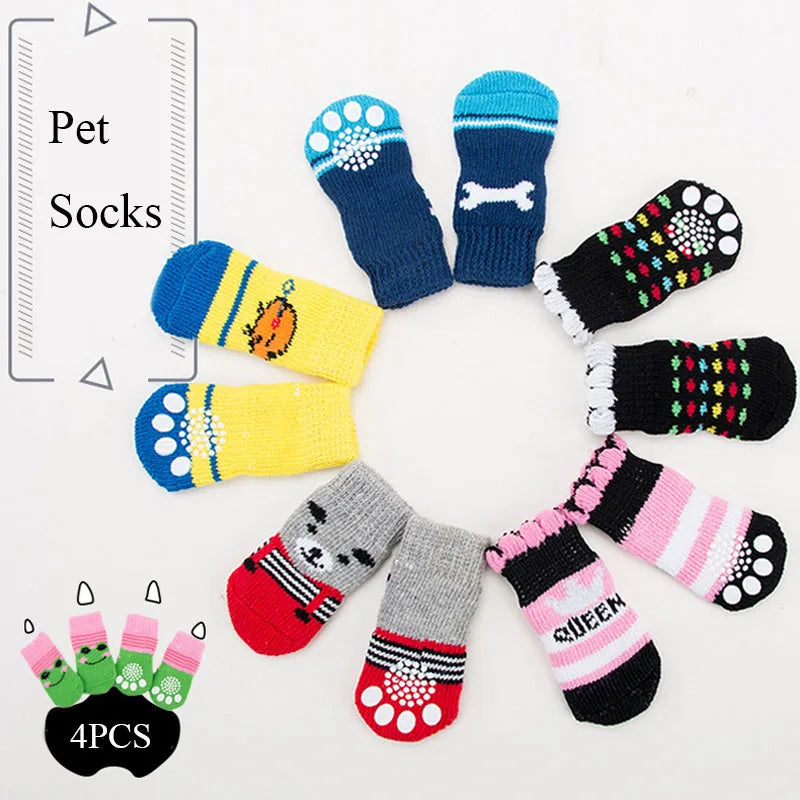 4pcs/set Warm Pet Socks